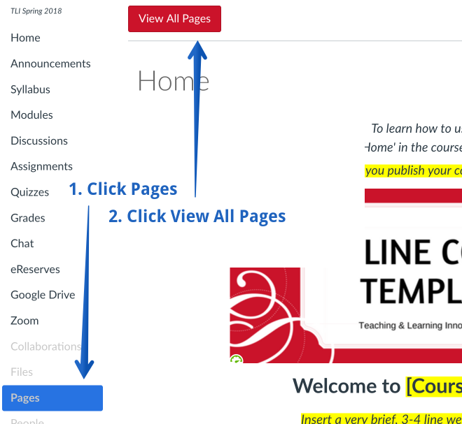Screenshot of Pages in CI Learn