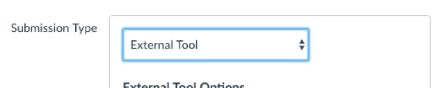 Submission type field set to External Tool