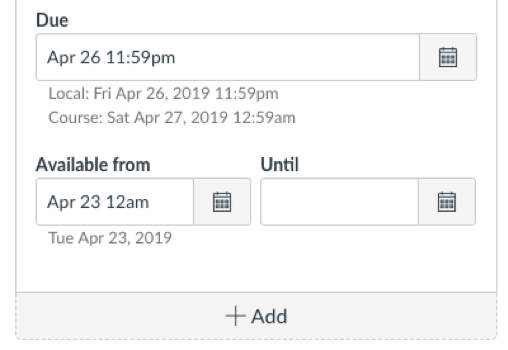 Due date and availability dates highlighted