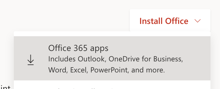 Install office 365 apps button