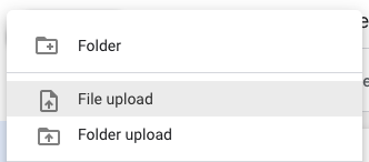 File upload option in the Add New menu's list of options