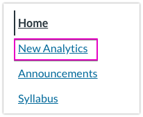 New Analytics link in the course menu