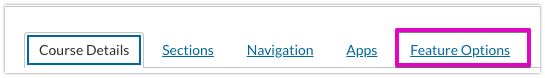 Feature Options tab in the Settings screen