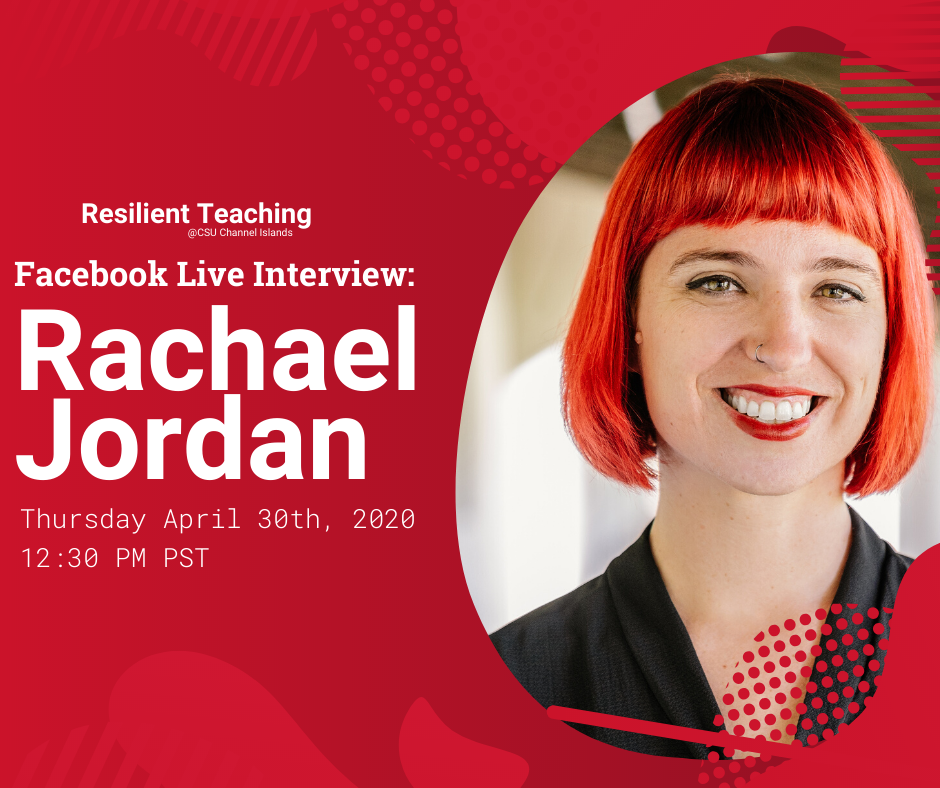 Rachel Jordan Interview Title Card: Live Streamed Thursday April 30th, 2020
