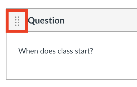 Click and drag handle next to a question title