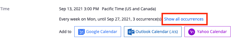 View all occurrences link highlighted