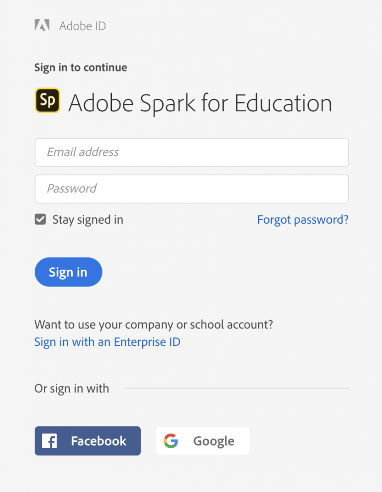 adobe spark email sign in