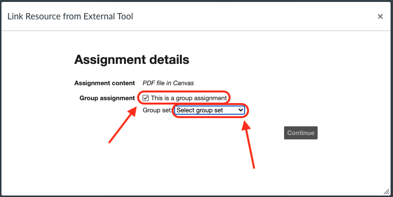 Group assignment option selected within Hypothesis assignment set up