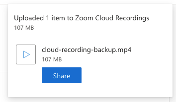 Screenshot of a successful upload notification within OneDrive