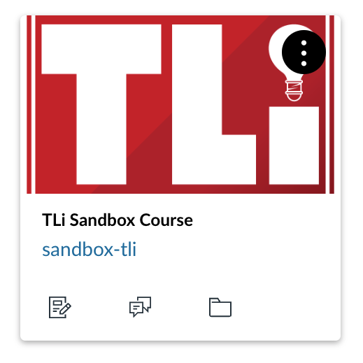 Teaching and Learning Innovations Sandbox Canvas Course Card with Nickname