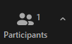 Screenshot of the participants button at the bottom of a Zoom meeting