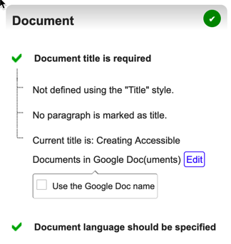 Screenshot of the Document section of the Grackle Docs sidebar pane.