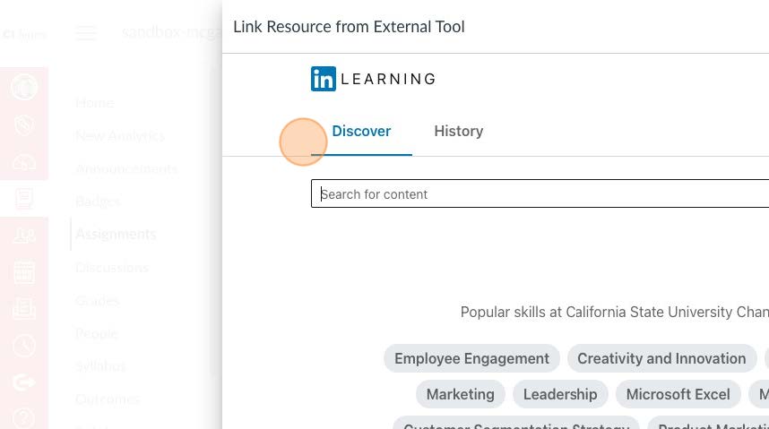 Screenshot of the search field within LinkedIn Learning