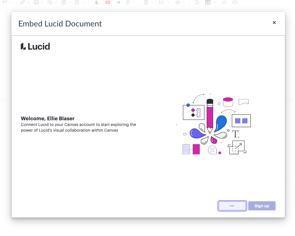 Screenshot of the Lucid welcome screen