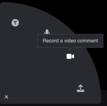 Uploading a comment option highlighted with a text box saying "upload a comment" above the icon.