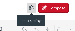 Screenshot of the inbox settings button