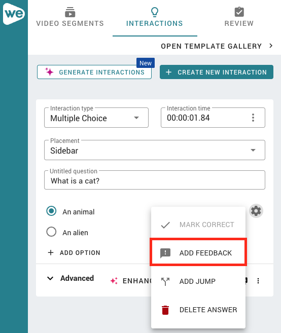 Red box outlining the add feedback button on a pop up.