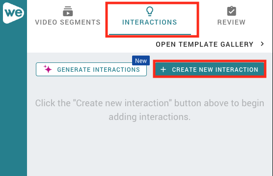 Red box outlining the interactions button under the interactions tab