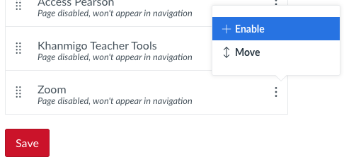 Screenshot showing the Zoom option in the Navigation settings with the Enable button highlighted