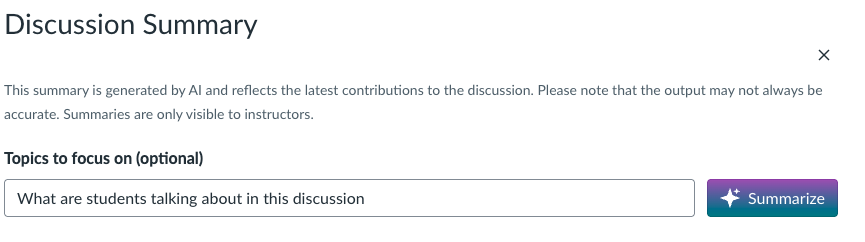 Blank Discussion Summary panel before entering a topic or generating a summary