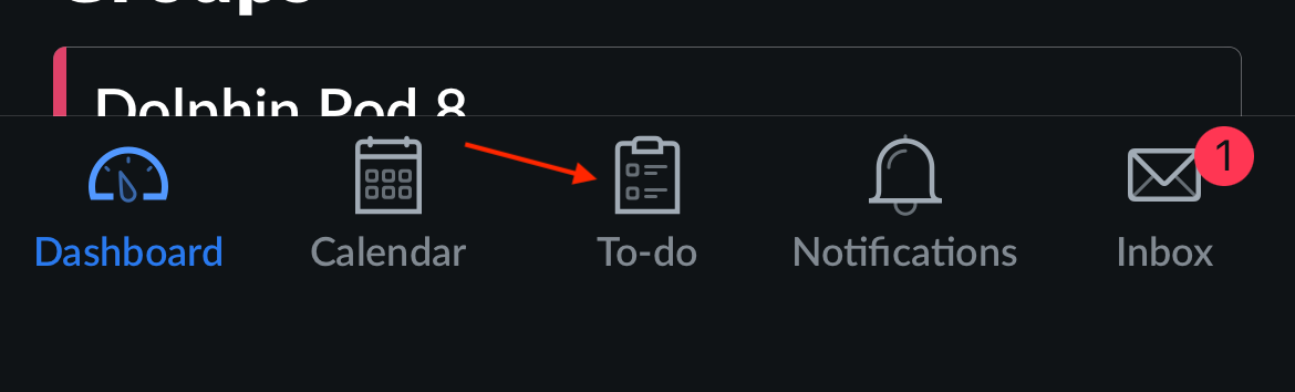 Red Arrow pointing to the To-do list button in the middle