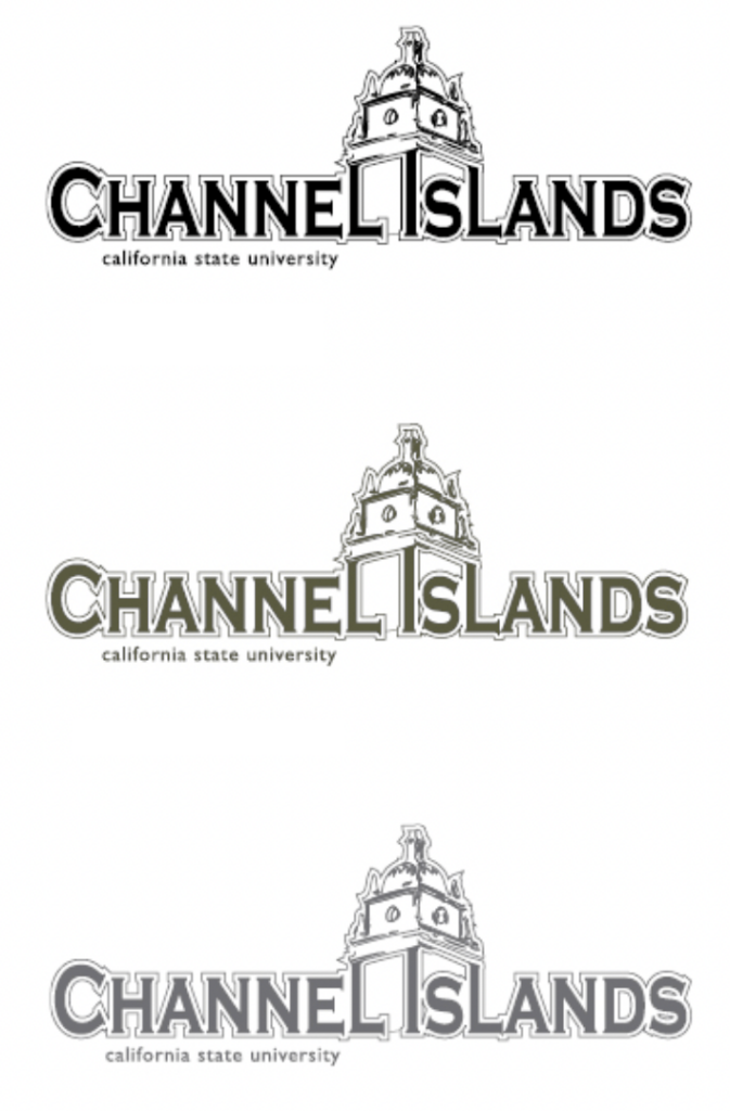 CSU Channel Islands Bell Tower logos appearing with muted colors as seen with red-blindness