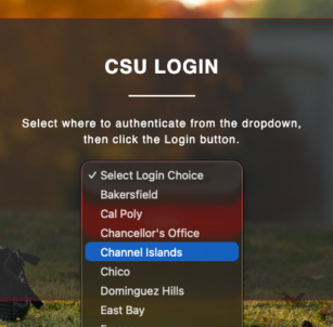 On the CSU Login Page select Channel Islands from the campus list.