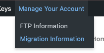 Screenshot highlighting the Migration Information link within the CI Keys interface